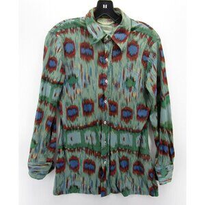 VINTAGE Huk A Poo Shirt Small Button Down Tie Dye 90s Colorful Preppy*